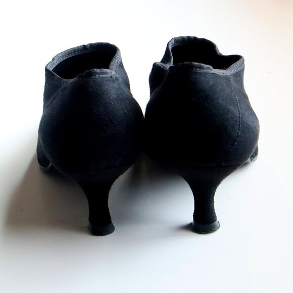 Stuart Weitzman Black Suede Leather Kitten Heel Almond Toe Ankle Boots Booties 6 - Picture 5 of 16